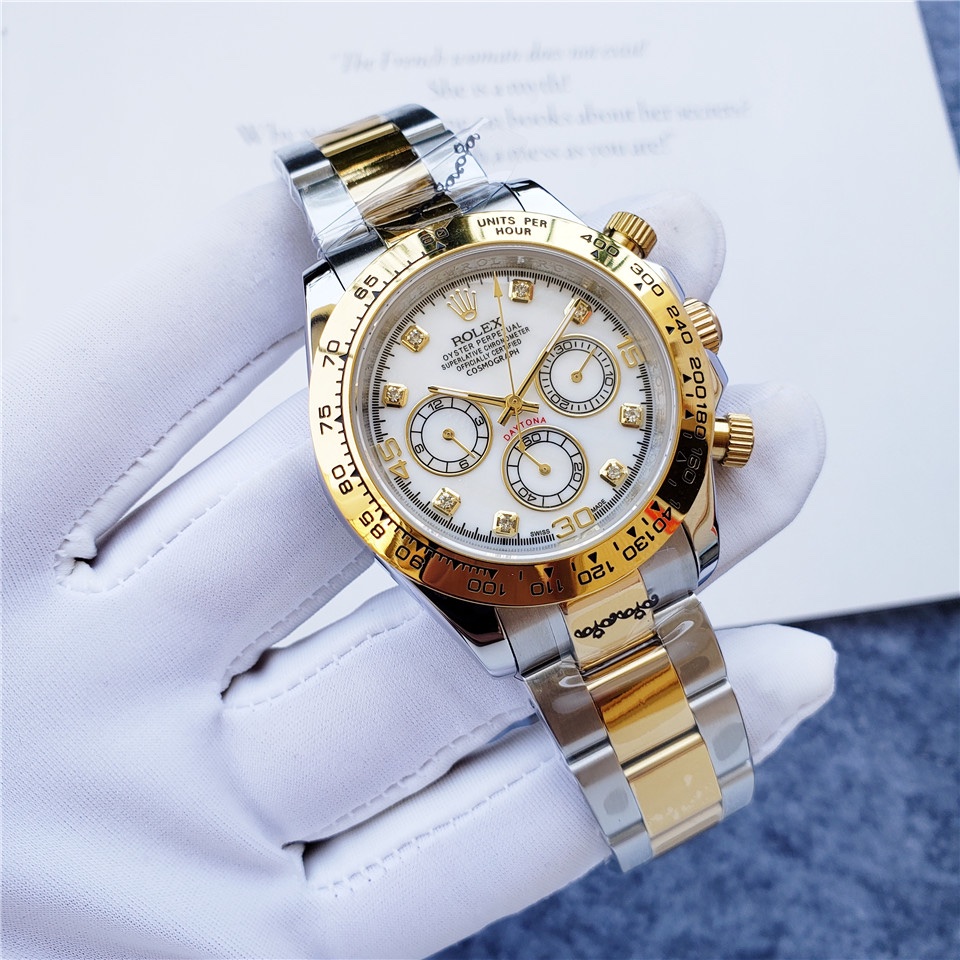 Rolex Daytona Gold and Silver / Automatic Movement/ Luxury Rolex watch- 40mm -Replica Watches