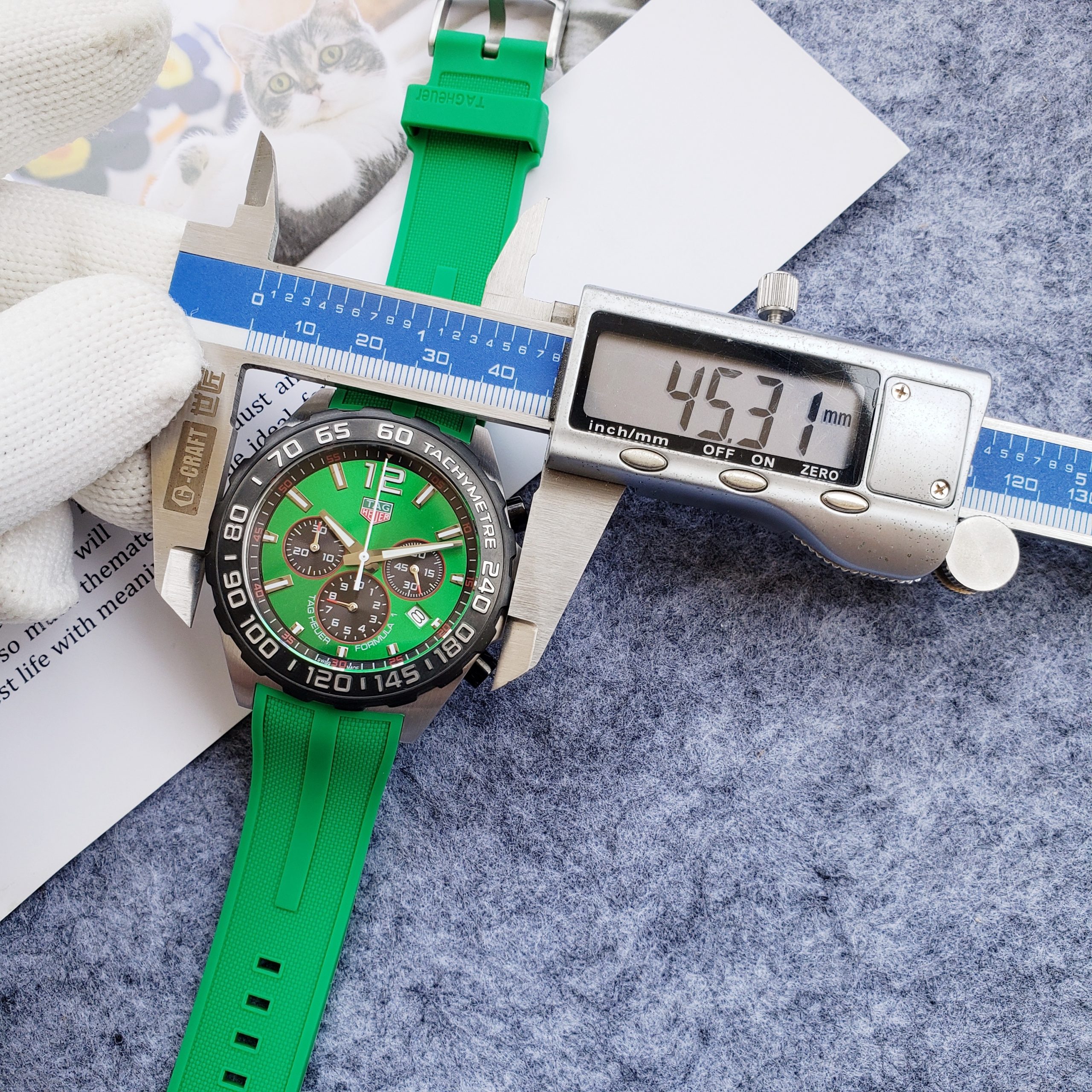 Tag Heuer F1 Green Rubber Strap Chronograph - 45mm -Replica watches