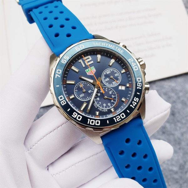 Tag Heuer F1 Blue Rubber Strap/Chronograph/ Luxury Tag Watch For Men's- 45mm -Replica watches