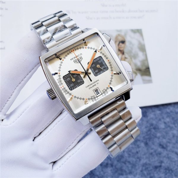 Tag Heuer Monaco White Dial / Chronograph/ Luxury Tag Watch For Men's- 39mm -Replica watches - Image 2