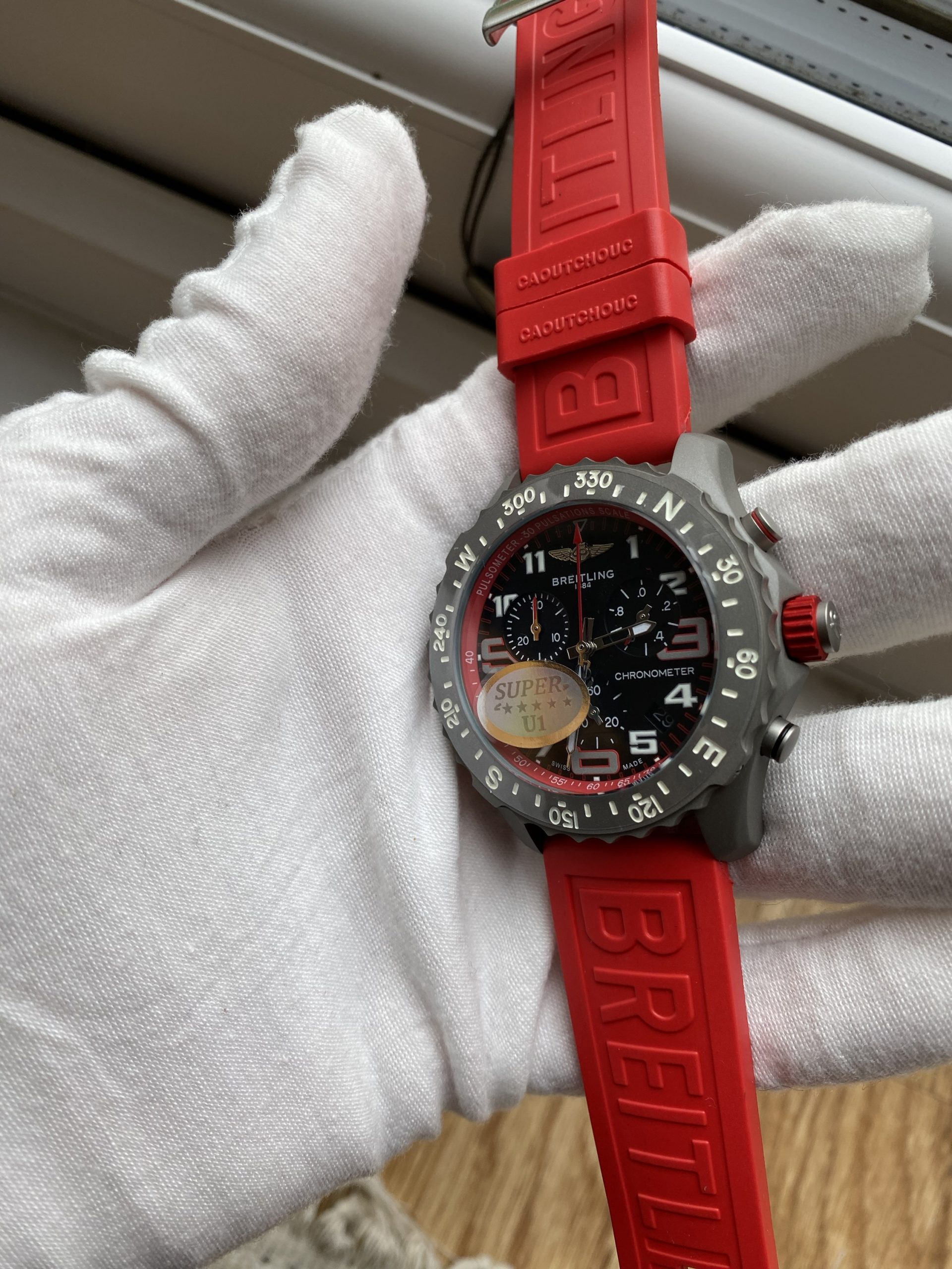 Breitling Endurance Red Strap/Chronograph Quartz/ Luxury Breitling Watch For Men’s -44mm -Replica watches