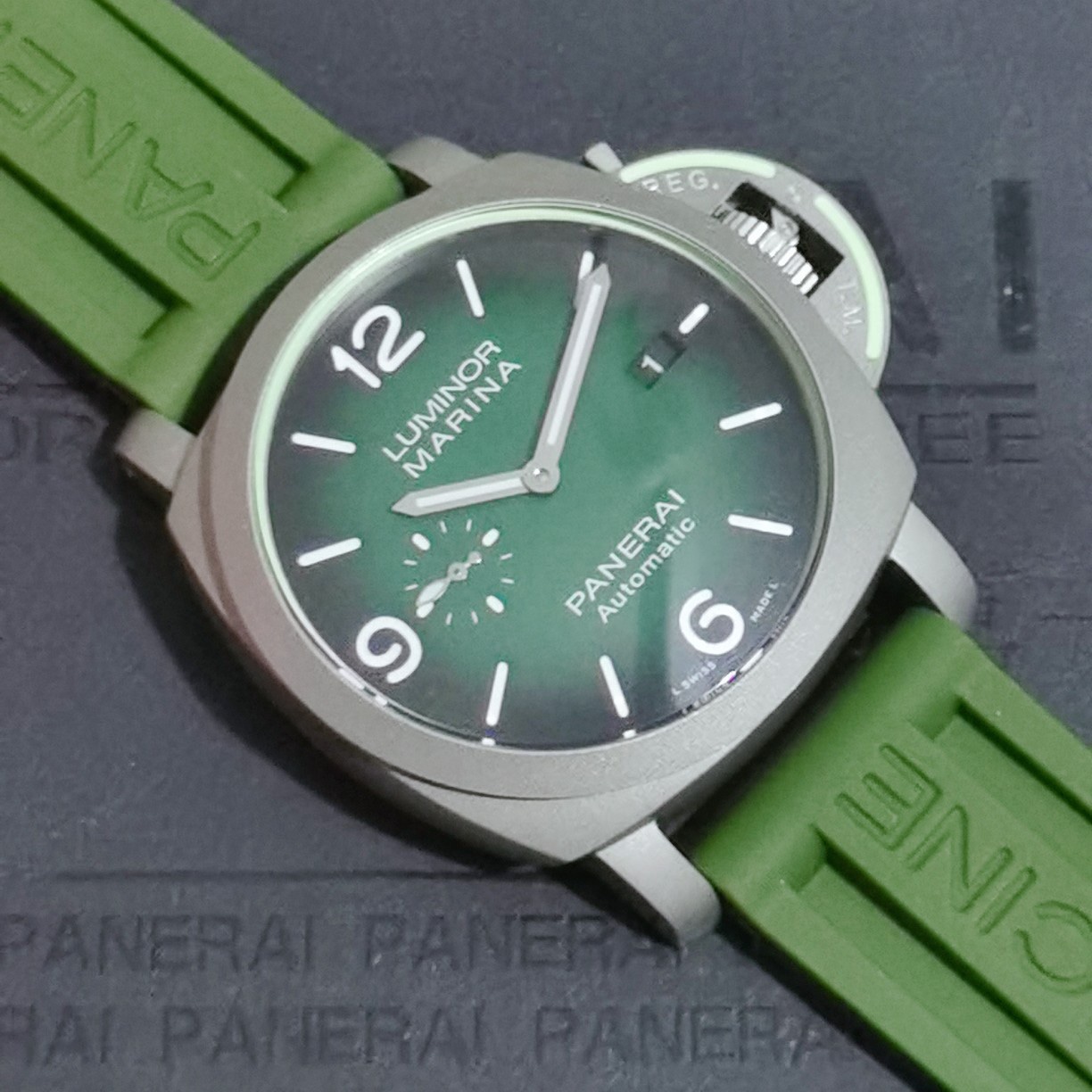 Automatic Panerai Watch Green Strap/ Luminor Marina Panerai/ Luxury Panerai for men -Replica watches