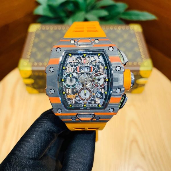 Richard Millie Automatic Movement Chronograph orange Rubber strap RM -Replica watches - Image 2