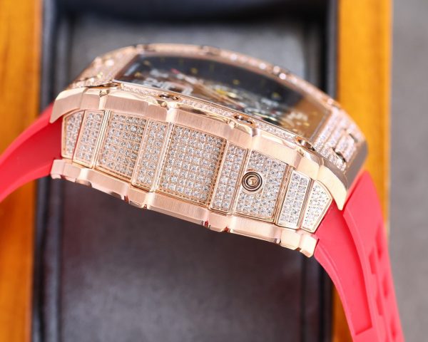 Richard Millie Automatic Movement Iced Red Rubber strap RM -Replica watches - Image 3