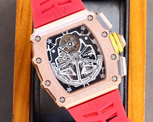 Richard Millie Automatic Movement Iced Red Rubber strap RM -Replica watches - Image 5