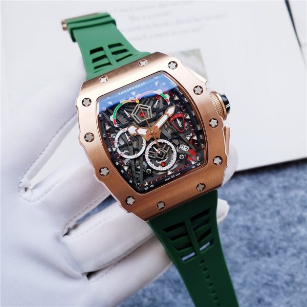 Richard Millie Automatic Movement Chronograph Green Rubber strap RM -Replica watches - Image 2