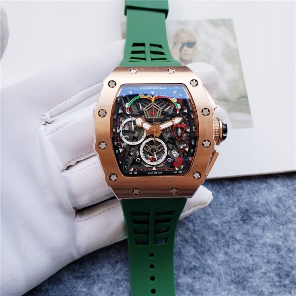 Richard Millie Automatic Movement Chronograph Green Rubber strap RM -Replica watches