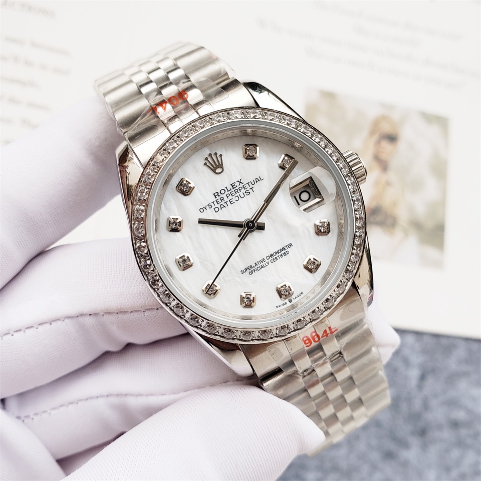 Rolex Datejust For Ladies Automatic Movement white dial Iced- 36mm -Replica Watches